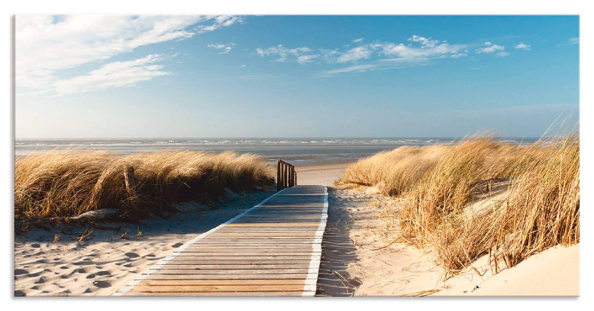 Artland Küchenrückwand »Nordseestrand auf Langeoog - Steg«, (1 tlg.), Alu Spritzschutz mit Klebeband, einfache Montage von Artland