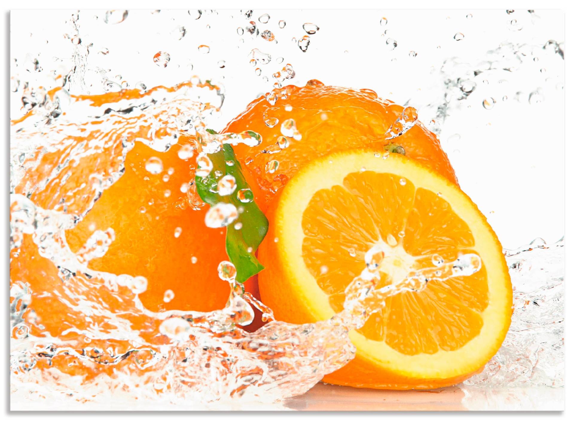 Artland Küchenrückwand »Orange mit Spritzwasser«, (1 tlg.), Alu Spritzschutz mit Klebeband, einfache Montage von Artland