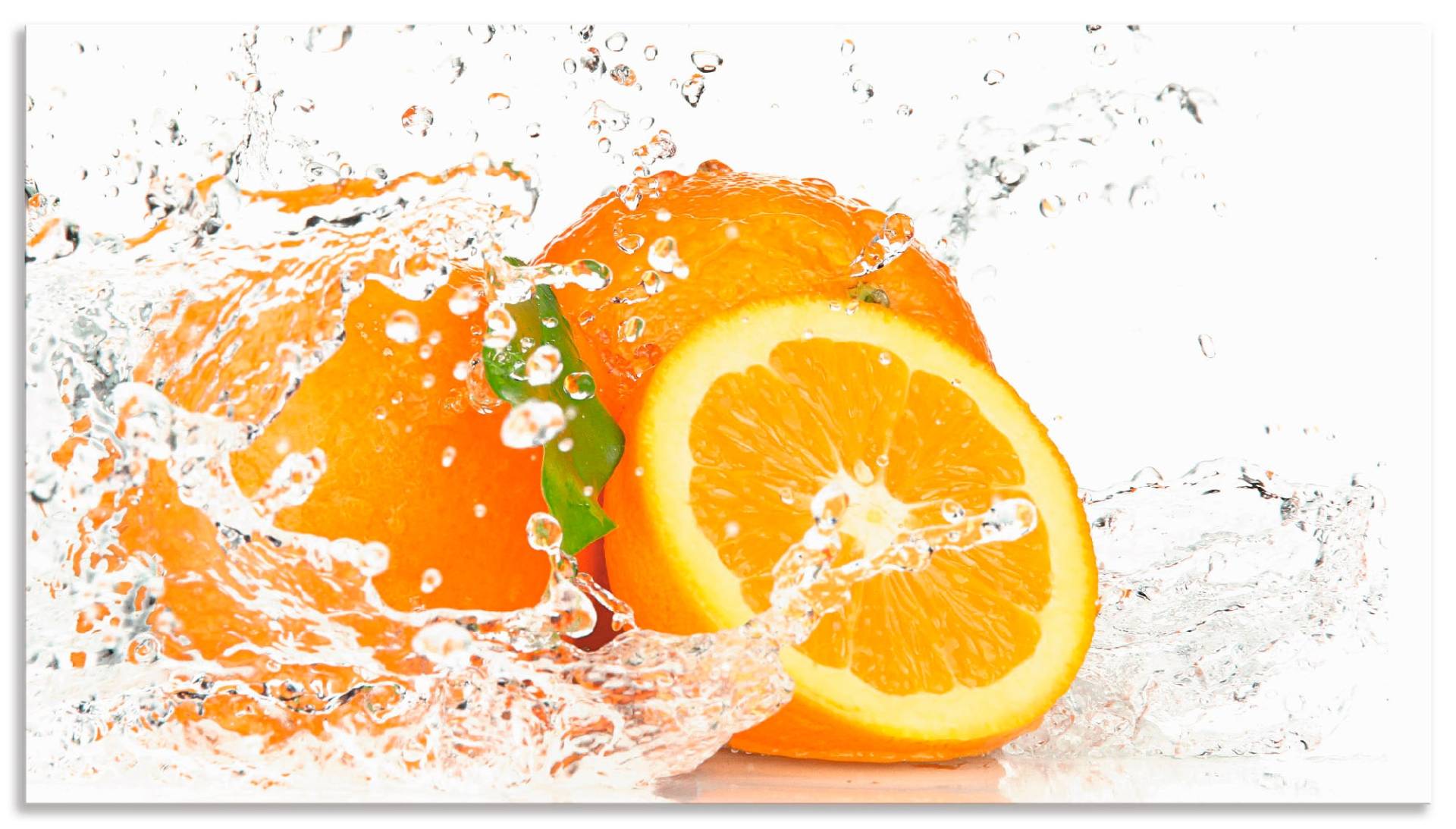 Artland Küchenrückwand »Orange mit Spritzwasser«, (1 tlg.), Alu Spritzschutz mit Klebeband, einfache Montage von Artland