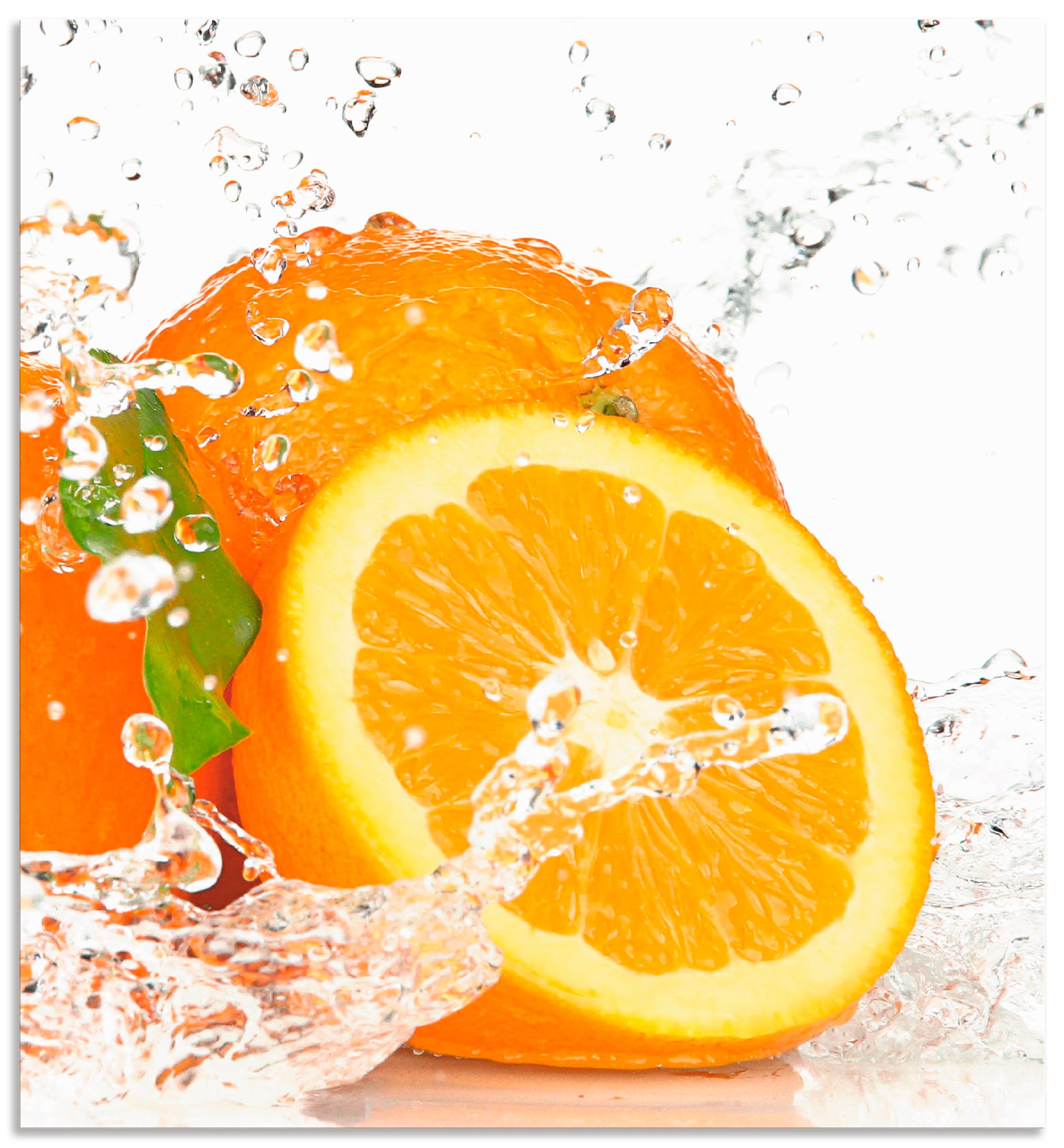 Artland Küchenrückwand »Orange mit Spritzwasser«, (1 tlg.), Alu Spritzschutz mit Klebeband, einfache Montage von Artland