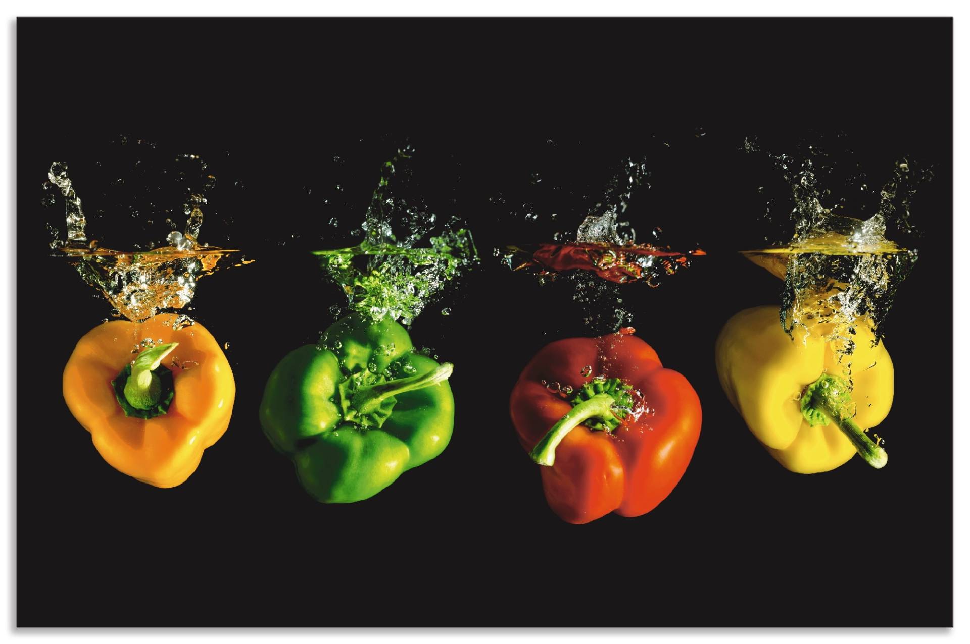 Artland Küchenrückwand »Paprika fallen ins Wasser«, (1 tlg.), Alu Spritzschutz mit Klebeband, einfache Montage Artland Küchenrückwand »Paprika fallen ins Wasser«, (1 tlg.), Alu Spritzschutz mit Klebeband, einfache Montage von Artland