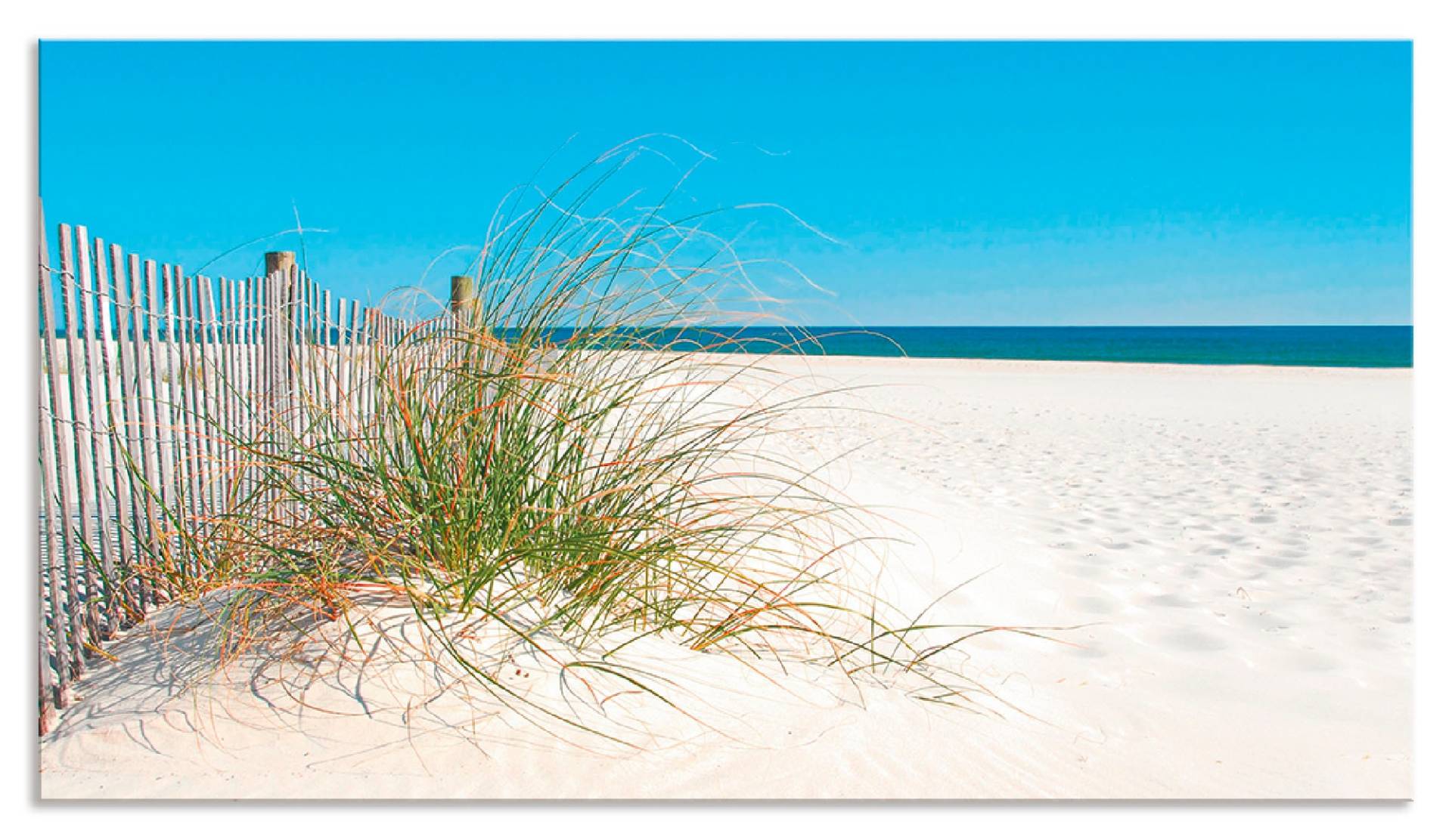 Artland Küchenrückwand »Schöne Sanddüne mit Gräsern und Zaun«, (1 tlg.), Alu Spritzschutz mit Klebeband, einfache Montage von Artland