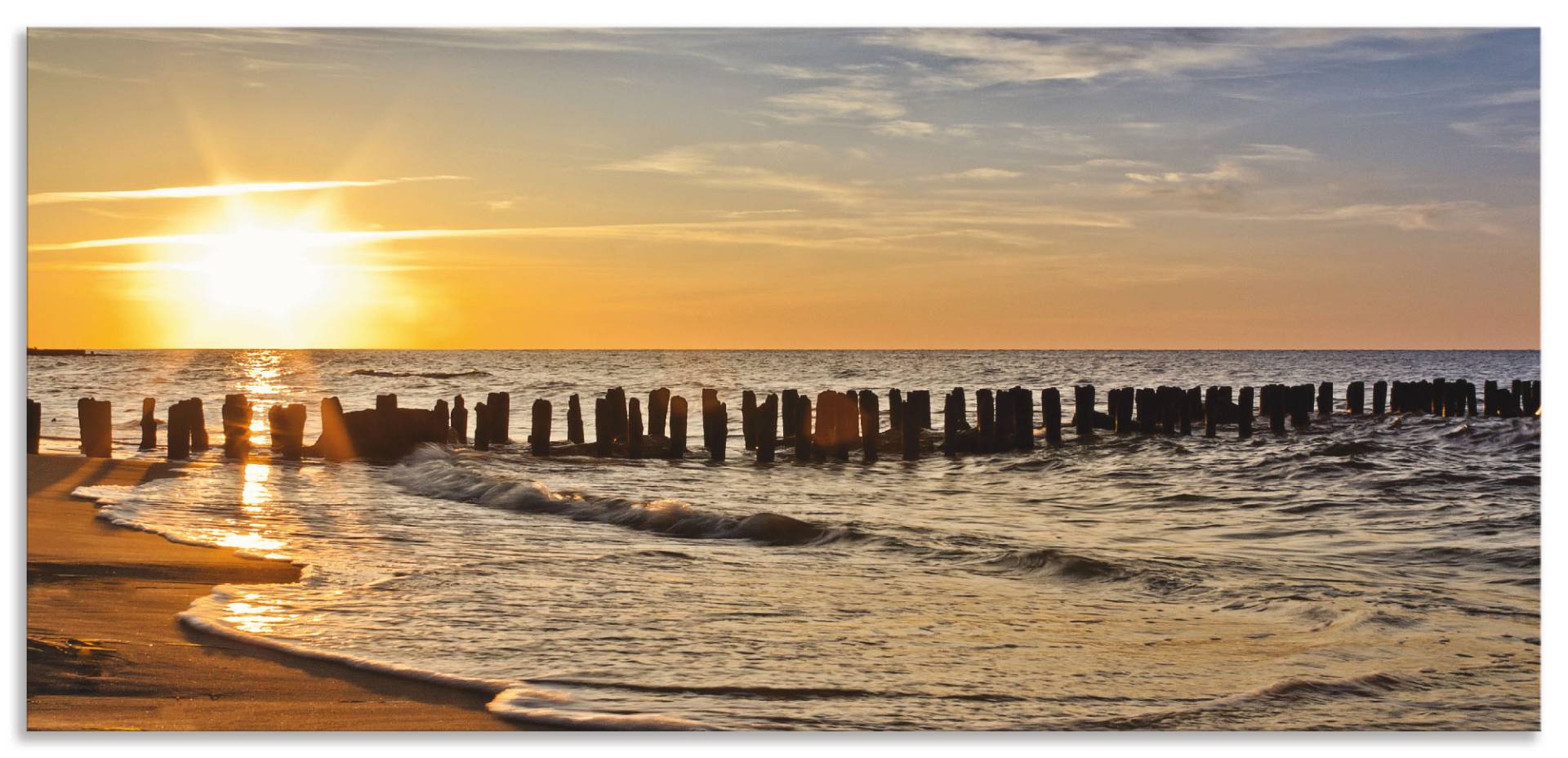 Artland Küchenrückwand »Schöner Sonnenuntergang am Strand«, (1 tlg.), Alu Spritzschutz mit Klebeband, einfache Montage von Artland