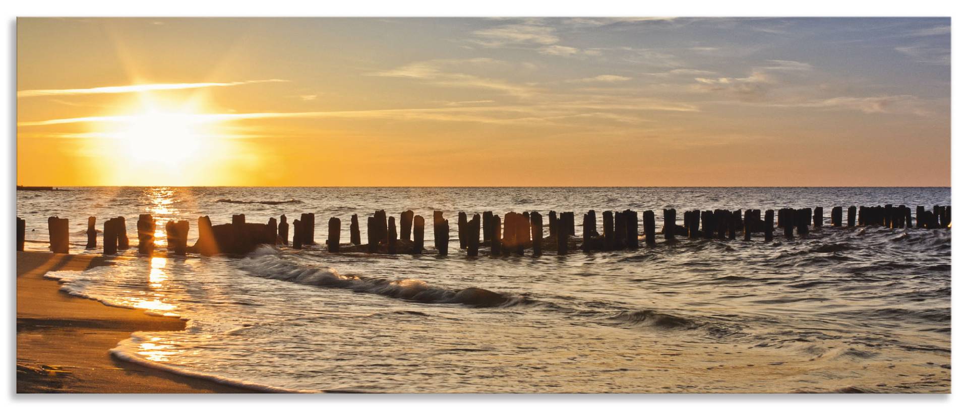 Artland Küchenrückwand »Schöner Sonnenuntergang am Strand«, (1 tlg.), Alu Spritzschutz mit Klebeband, einfache Montage von Artland