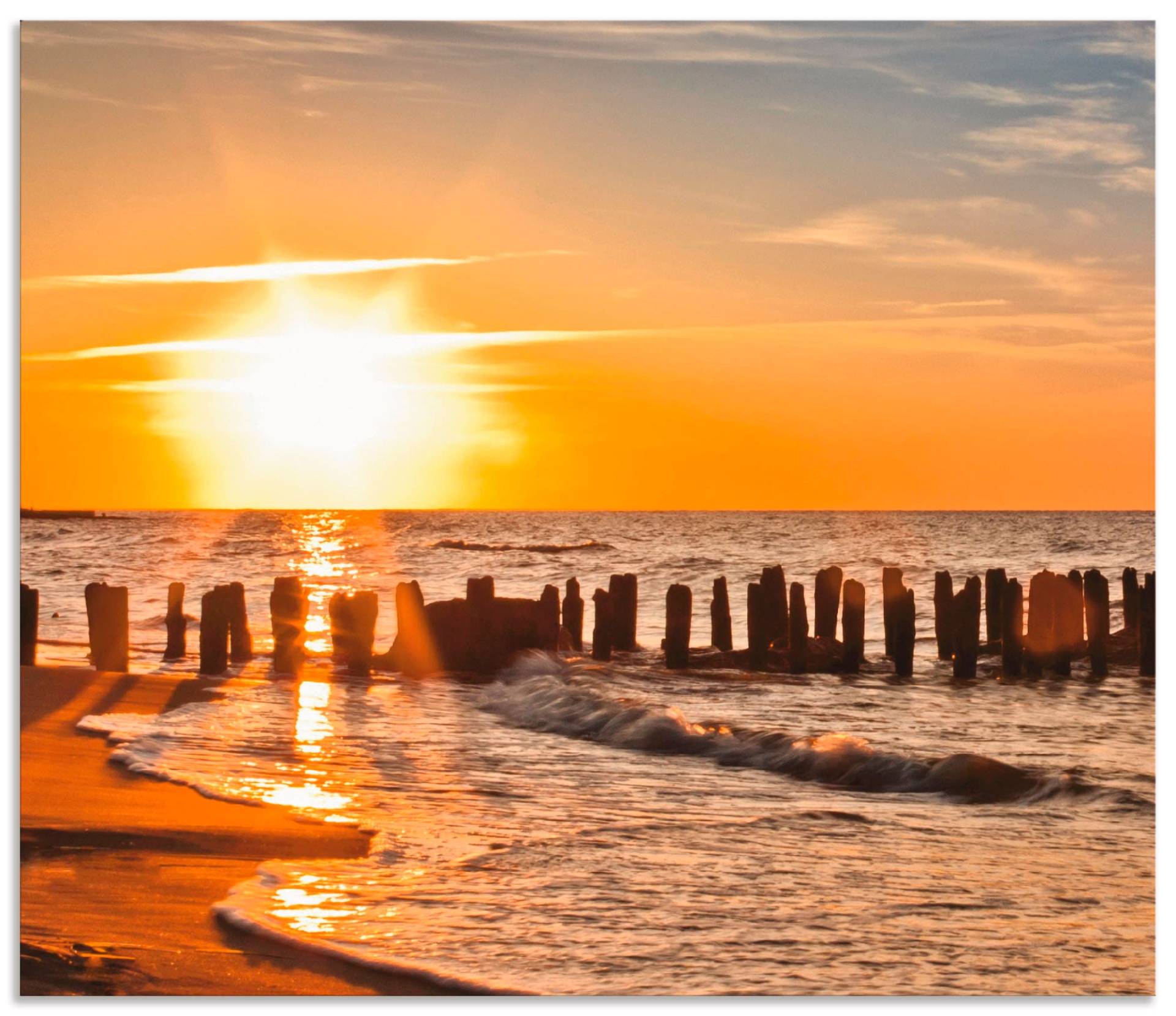 Artland Küchenrückwand »Schöner Sonnenuntergang am Strand«, (1 tlg.), Alu Spritzschutz mit Klebeband, einfache Montage von Artland