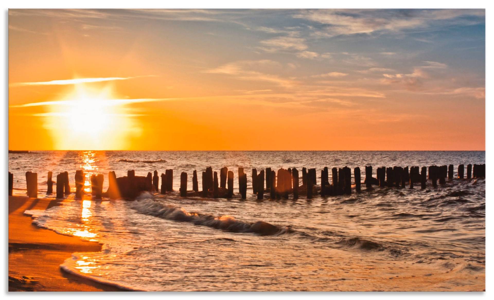 Artland Küchenrückwand »Schöner Sonnenuntergang am Strand«, (1 tlg.), Alu Spritzschutz mit Klebeband, einfache Montage von Artland