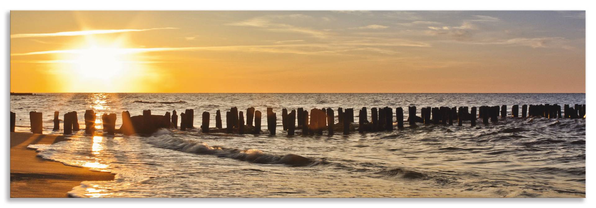 Artland Küchenrückwand »Schöner Sonnenuntergang am Strand«, (1 tlg.), Alu Spritzschutz mit Klebeband, einfache Montage von Artland