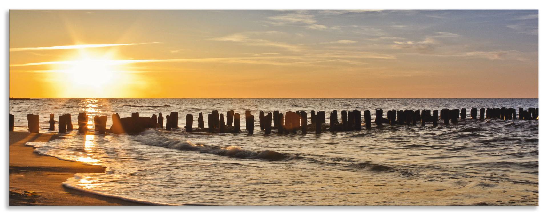 Artland Küchenrückwand »Schöner Sonnenuntergang am Strand«, (1 tlg.), Alu Spritzschutz mit Klebeband, einfache Montage von Artland