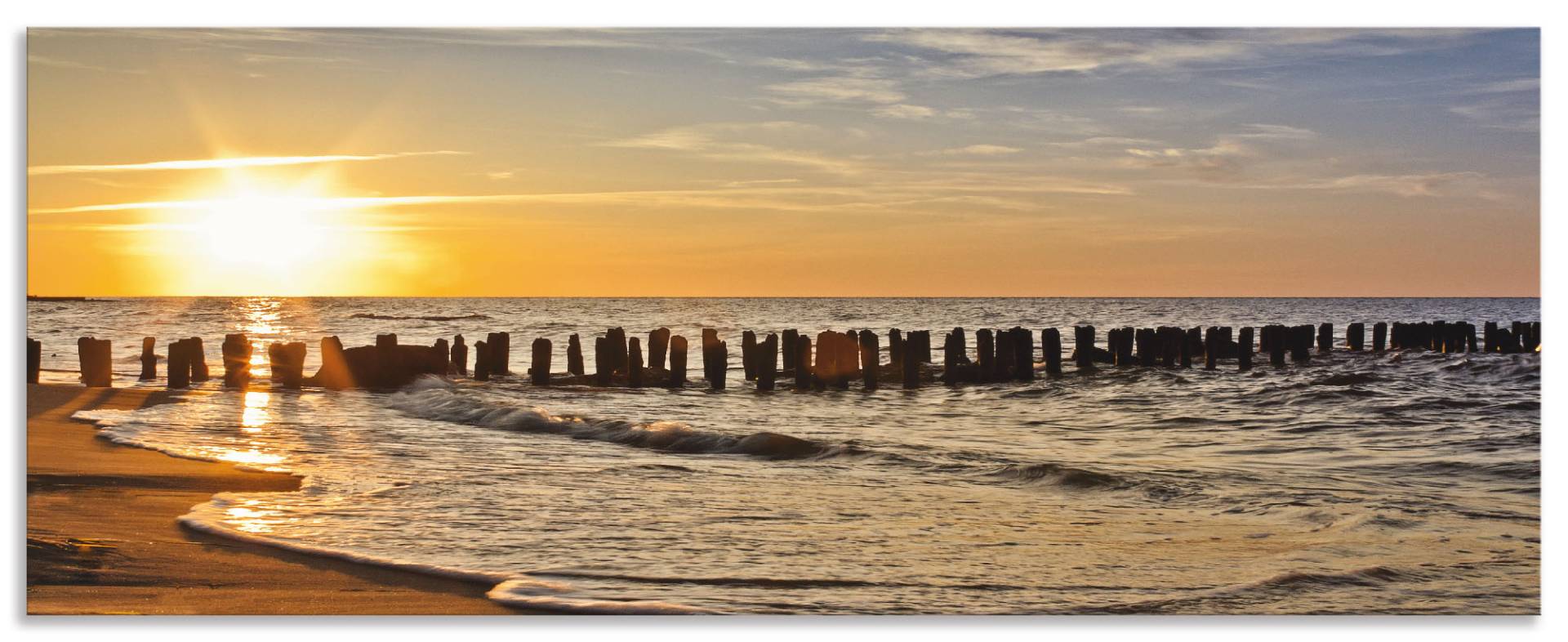 Artland Küchenrückwand »Schöner Sonnenuntergang am Strand«, (1 tlg.), Alu Spritzschutz mit Klebeband, einfache Montage von Artland