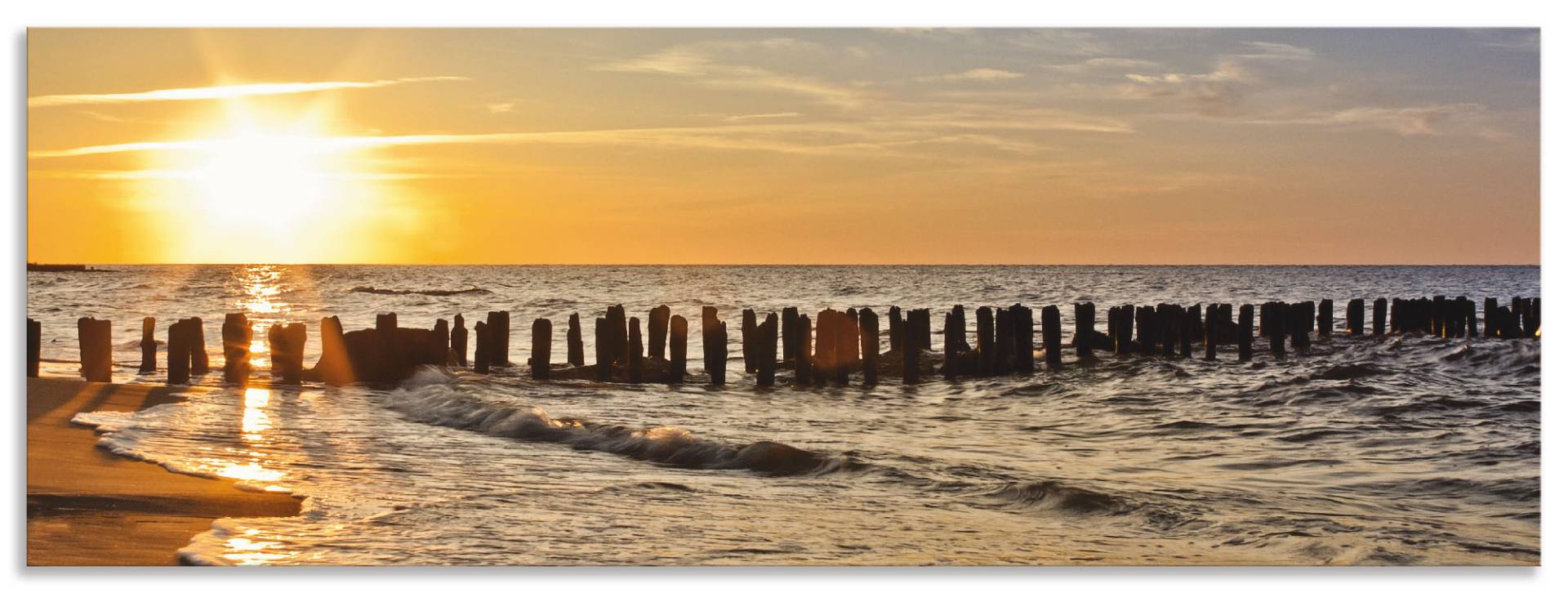 Artland Küchenrückwand »Schöner Sonnenuntergang am Strand«, (1 tlg.), Alu Spritzschutz mit Klebeband, einfache Montage von Artland