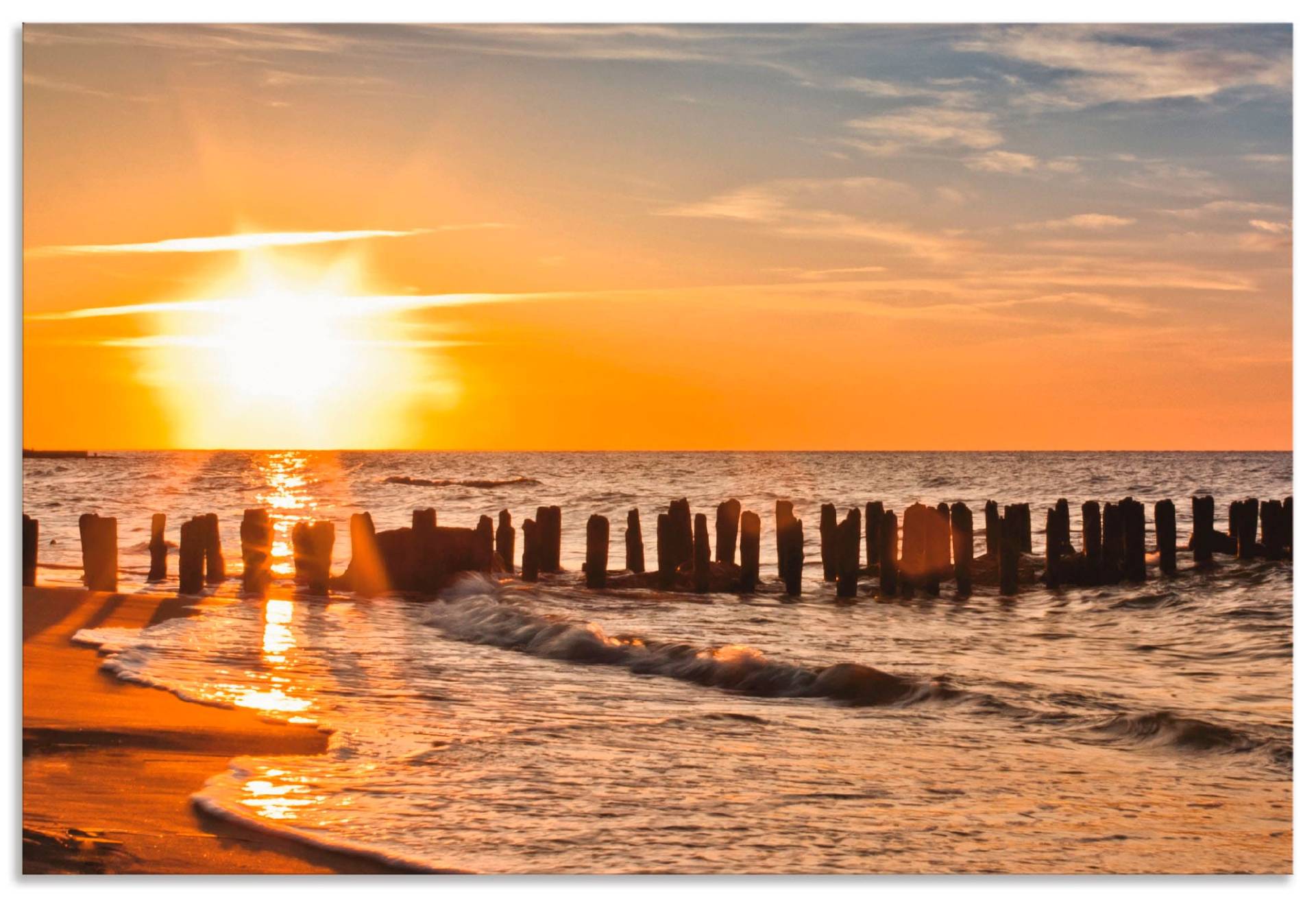 Artland Küchenrückwand »Schöner Sonnenuntergang am Strand«, (1 tlg.), Alu Spritzschutz mit Klebeband, einfache Montage von Artland