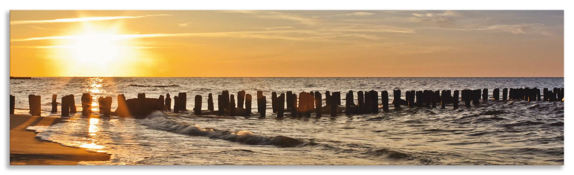 Artland Küchenrückwand »Schöner Sonnenuntergang am Strand«, (1 tlg.), Alu Spritzschutz mit Klebeband, einfache Montage von Artland
