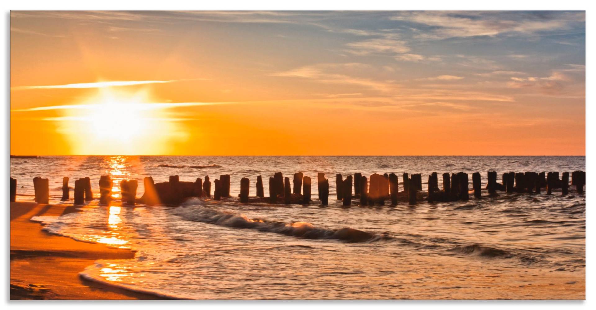 Artland Küchenrückwand »Schöner Sonnenuntergang am Strand«, (1 tlg.), Alu Spritzschutz mit Klebeband, einfache Montage von Artland