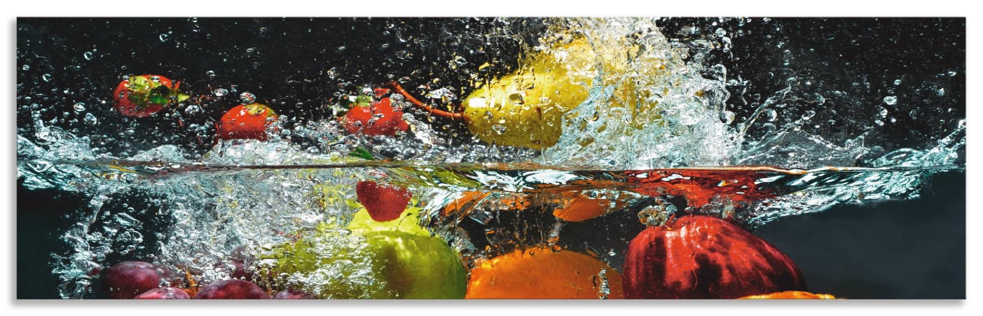 Artland Küchenrückwand »Spritzendes Obst auf dem Wasser«, (1 tlg.), Alu Spritzschutz mit Klebeband, einfache Montage von Artland