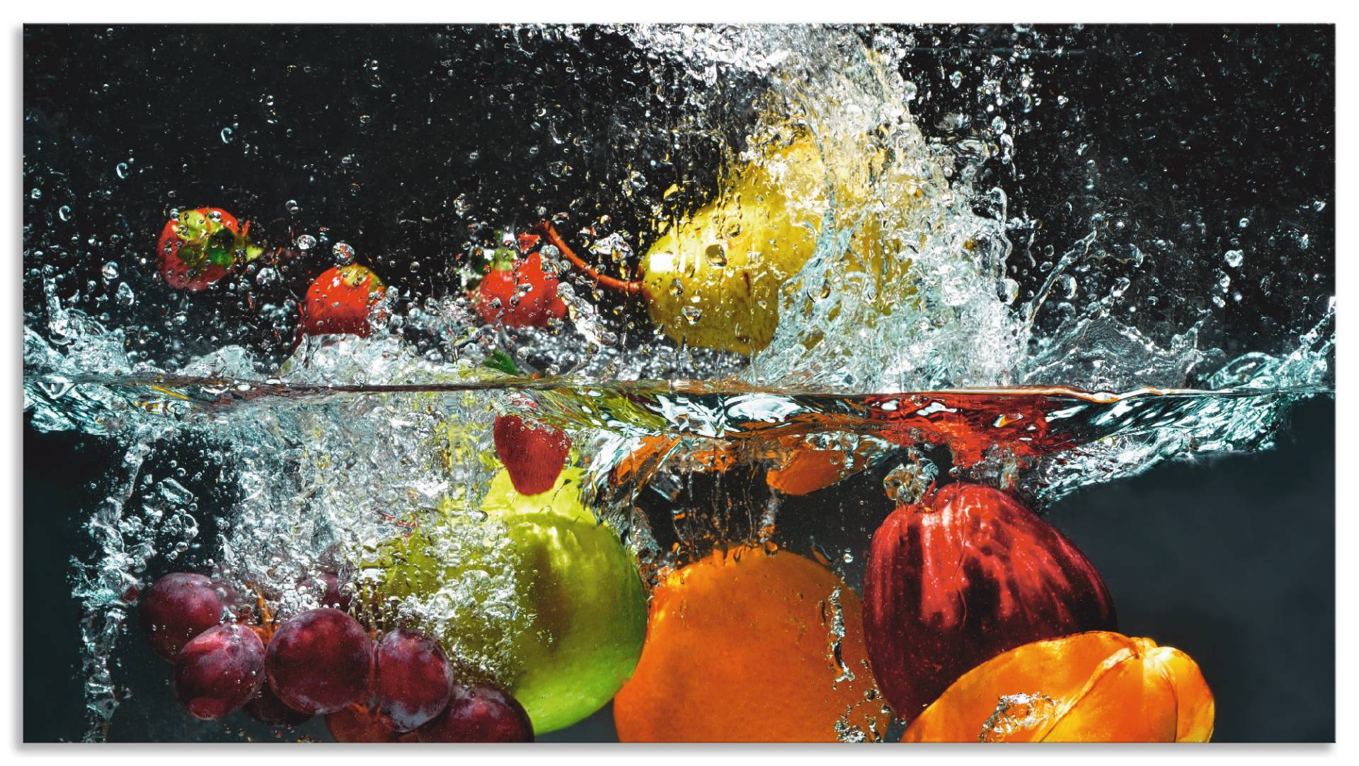 Artland Küchenrückwand »Spritzendes Obst auf dem Wasser«, (1 tlg.), Alu Spritzschutz mit Klebeband, einfache Montage von Artland