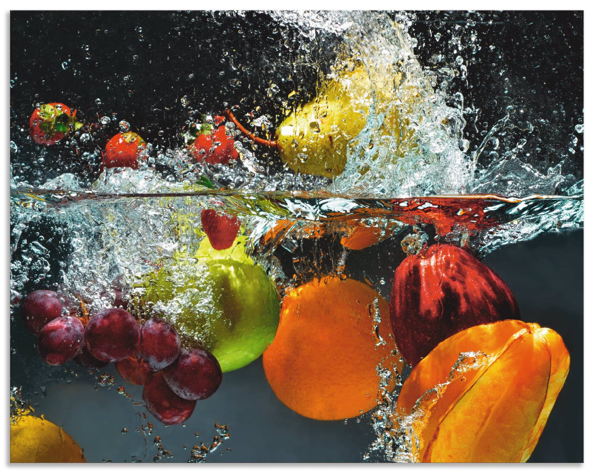 Artland Küchenrückwand »Spritzendes Obst auf dem Wasser«, (1 tlg.), Alu Spritzschutz mit Klebeband, einfache Montage von Artland