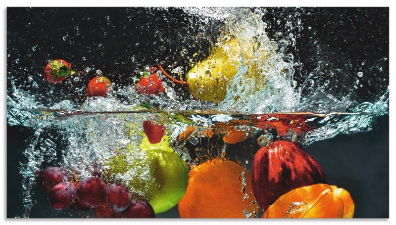 Artland Küchenrückwand »Spritzendes Obst auf dem Wasser«, (1 tlg.), Alu Spritzschutz mit Klebeband, einfache Montage von Artland