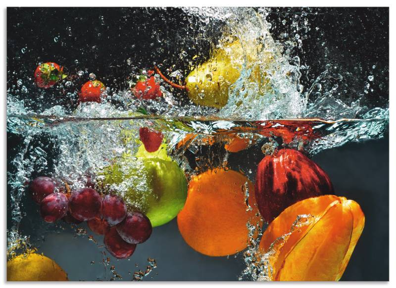 Artland Küchenrückwand »Spritzendes Obst auf dem Wasser«, (1 tlg.), Alu Spritzschutz mit Klebeband, einfache Montage von Artland