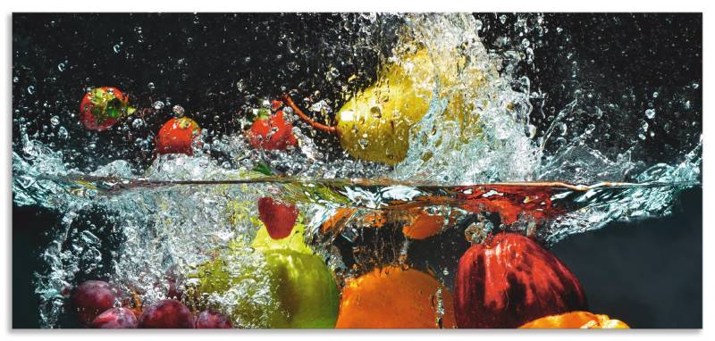 Artland Küchenrückwand »Spritzendes Obst auf dem Wasser«, (1 tlg.), Alu Spritzschutz mit Klebeband, einfache Montage von Artland