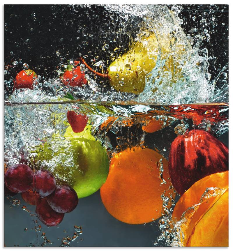 Artland Küchenrückwand »Spritzendes Obst auf dem Wasser«, (1 tlg.), Alu Spritzschutz mit Klebeband, einfache Montage von Artland