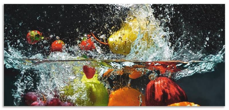 Artland Küchenrückwand »Spritzendes Obst auf dem Wasser«, (1 tlg.), Alu Spritzschutz mit Klebeband, einfache Montage von Artland