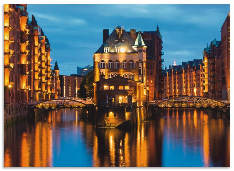 Artland Küchenrückwand »Teil der alten Speicherstadt in Hamburg«, (1 tlg.), Alu Spritzschutz mit Klebeband, einfache Montage von Artland