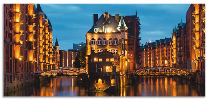 Artland Küchenrückwand »Teil der alten Speicherstadt in Hamburg«, (1 tlg.), Alu Spritzschutz mit Klebeband, einfache Montage von Artland