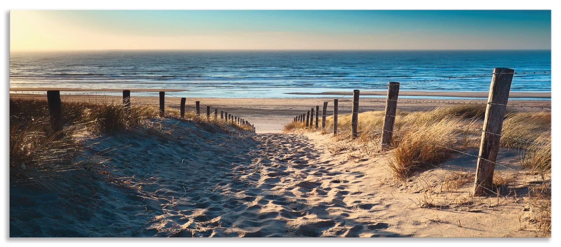 Artland Küchenrückwand »Weg zum Nordseestrand Sonnenuntergang«, (1 tlg.), Alu Spritzschutz mit Klebeband, einfache Montage von Artland