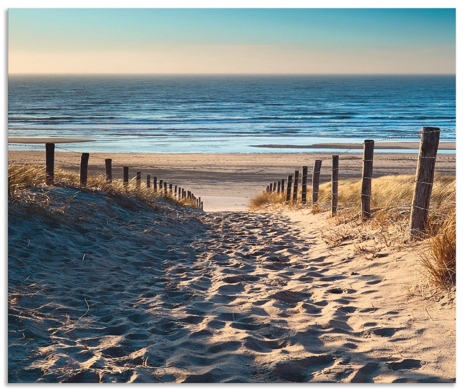 Artland Küchenrückwand »Weg zum Nordseestrand Sonnenuntergang«, (1 tlg.), Alu Spritzschutz mit Klebeband, einfache Montage von Artland