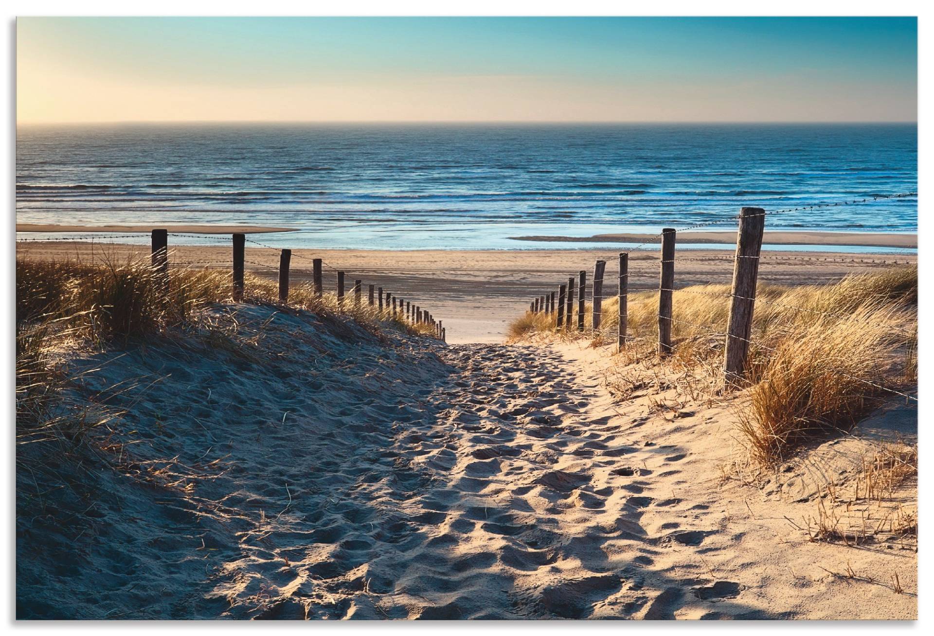 Artland Küchenrückwand »Weg zum Nordseestrand Sonnenuntergang«, (1 tlg.), Alu Spritzschutz mit Klebeband, einfache Montage von Artland