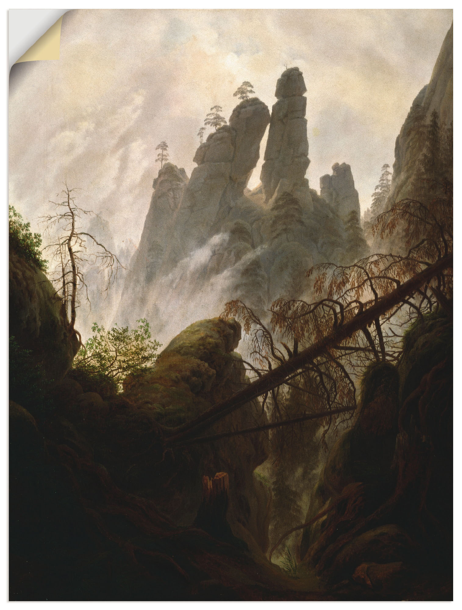 Artland Kunstdruck »Felsenschlucht, 1822/23«, Felsen, (1 St.), als Leinwandbild, Wandaufkleber oder Poster in versch. Grössen von Artland