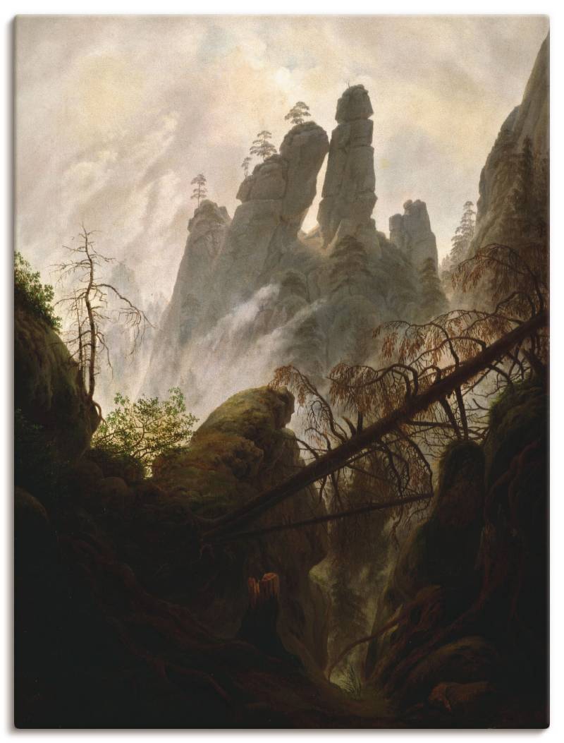 Artland Kunstdruck »Felsenschlucht, 1822/23«, Felsen, (1 St.), als Leinwandbild, Wandaufkleber oder Poster in versch. Grössen von Artland