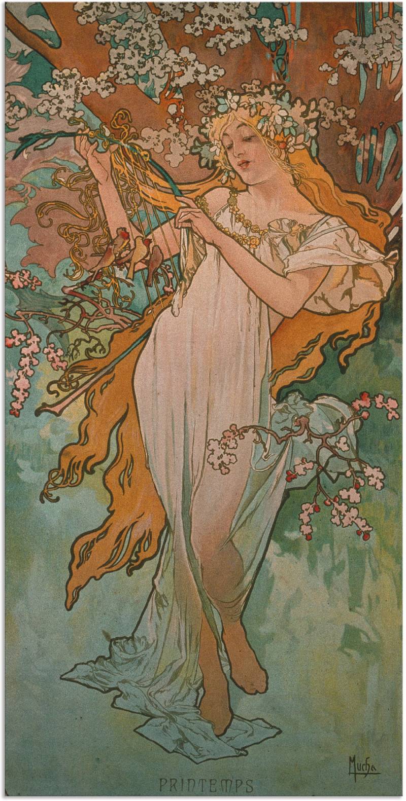 Artland Kunstdruck »Jahreszeiten: Frühling. 1896.«, Frau, (1 St.), als Alubild, Leinwandbild, Wandaufkleber oder Poster in versch. Grössen von Artland