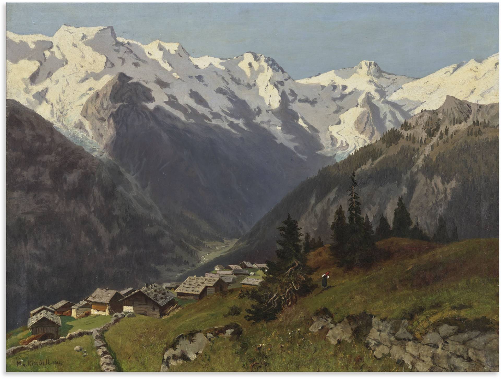 Artland Kunstdruck »Mürren im Berner Oberland, Schweiz. 1913«, Berge & Alpenbilder, (1 St.), als Alubild, Leinwandbild, Wandaufkleber oder Poster in versch. Grössen von Artland