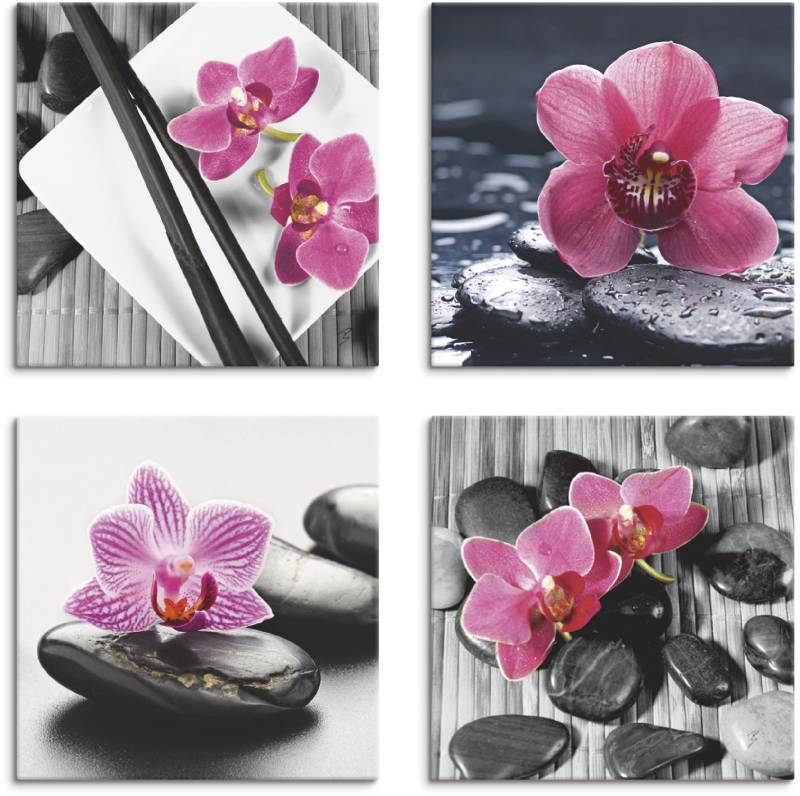 Artland Leinwandbild »Asiatische Komposition Orchidee Zen«, Zen, (4 St.), 4er Set, verschiedene Grössen von Artland