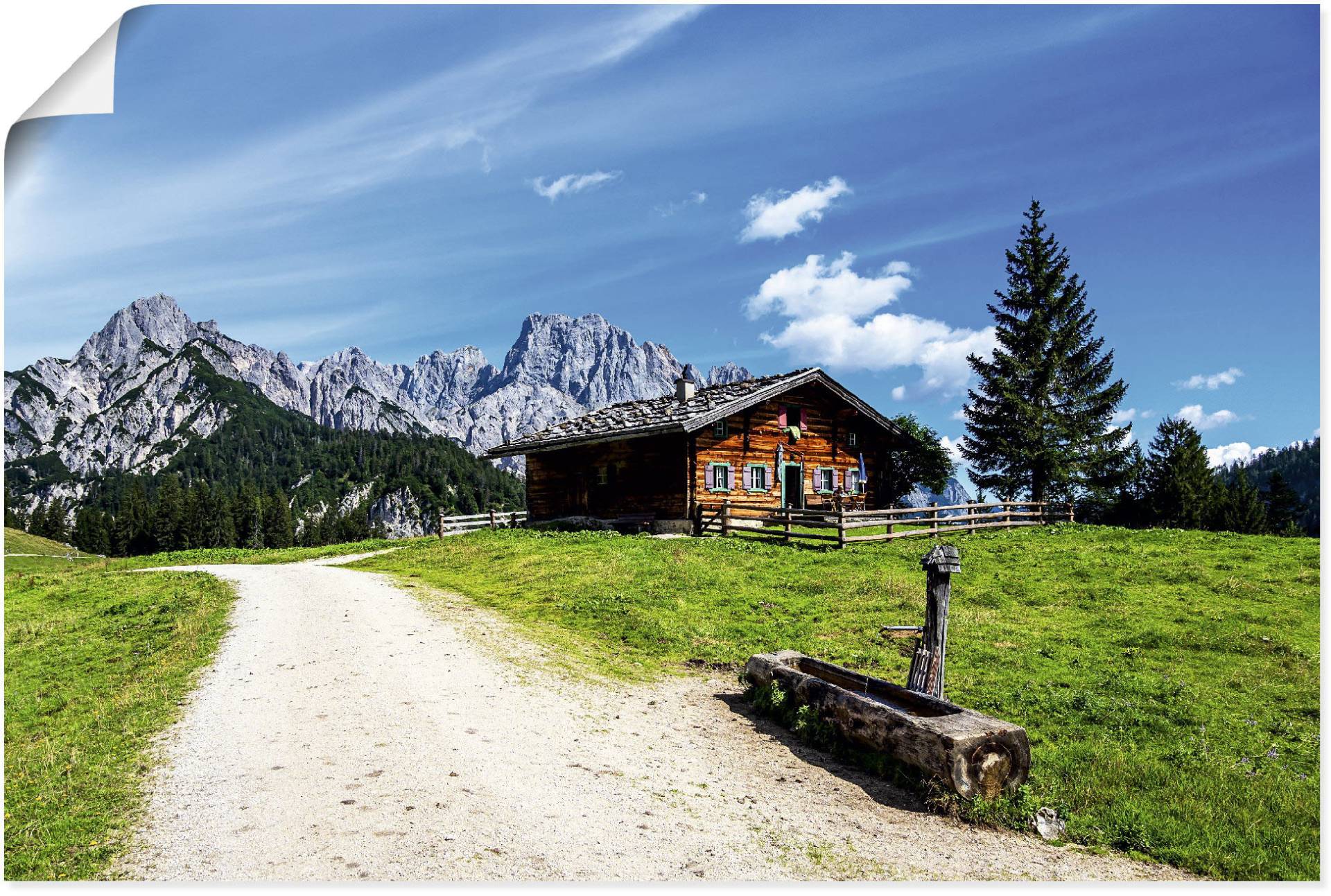 Artland Leinwandbild »Blick auf die Litzlalm mit Hütte«, Berge & Alpenbilder, (1 St.), auf Keilrahmen gespannt von Artland