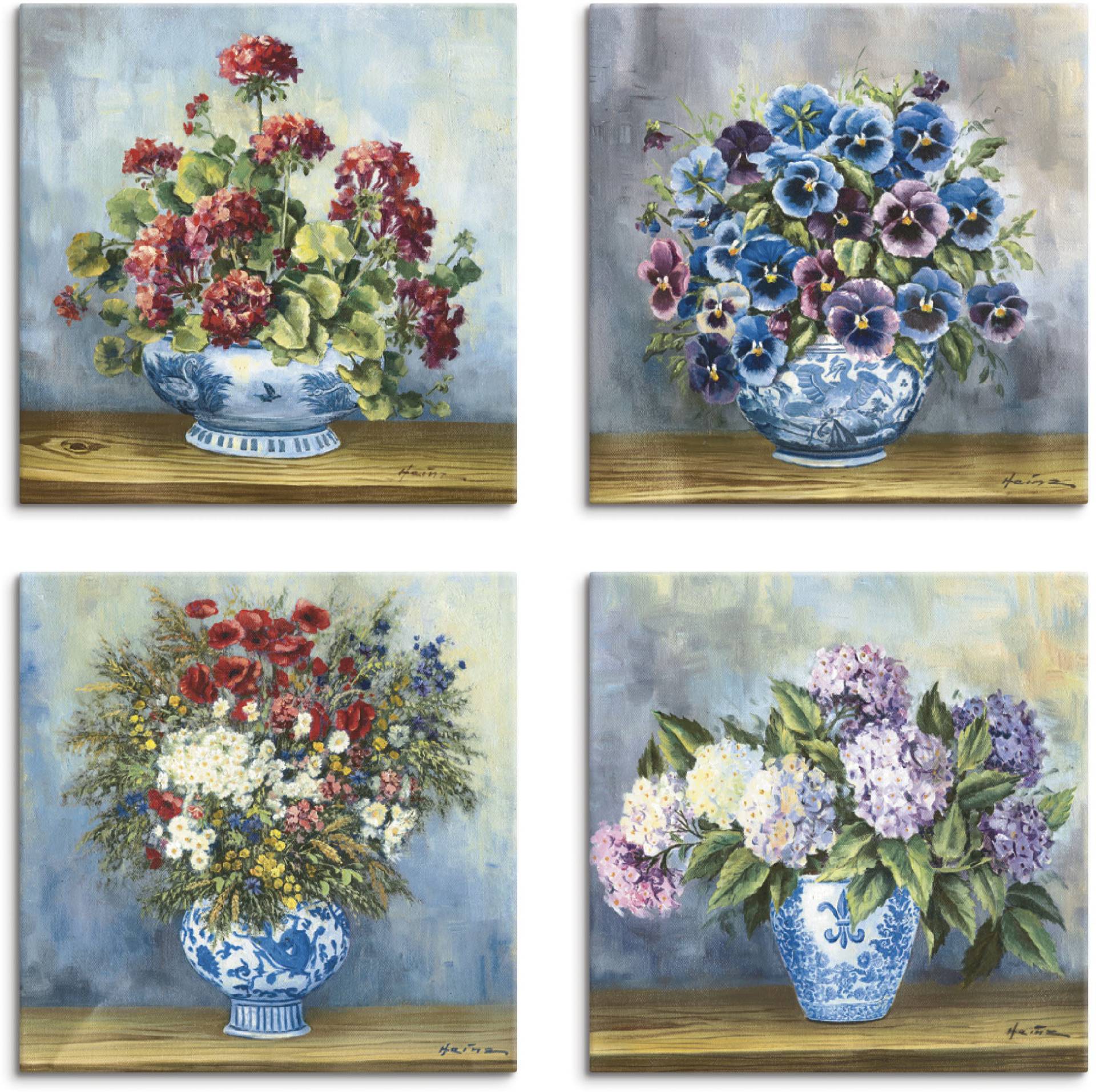 Artland Leinwandbild »Blumen Bouqets«, Blumen, (4 St.), 4er Set, verschiedene Grössen von Artland