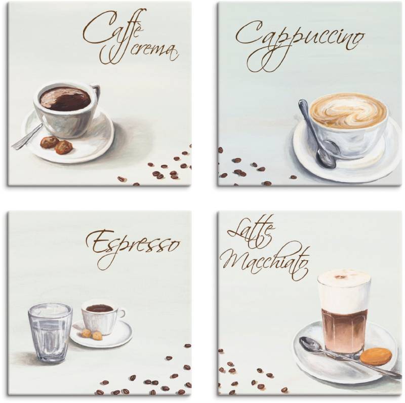 Artland Leinwandbild »Cappuccino Espresso Latte Macchiato«, Getränke, (4 St.), 4er Set, verschiedene Grössen von Artland