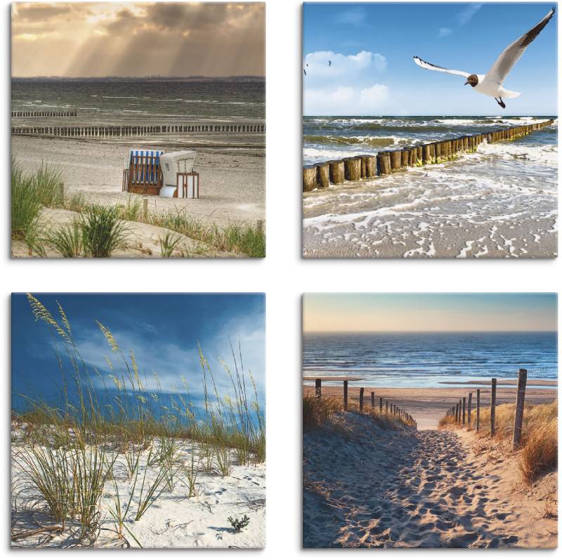 Artland Leinwandbild »Einsamer Strand Ostsee Sanddüne Gräser«, Strand, (4 St.), 4er Set, verschiedene Grössen von Artland