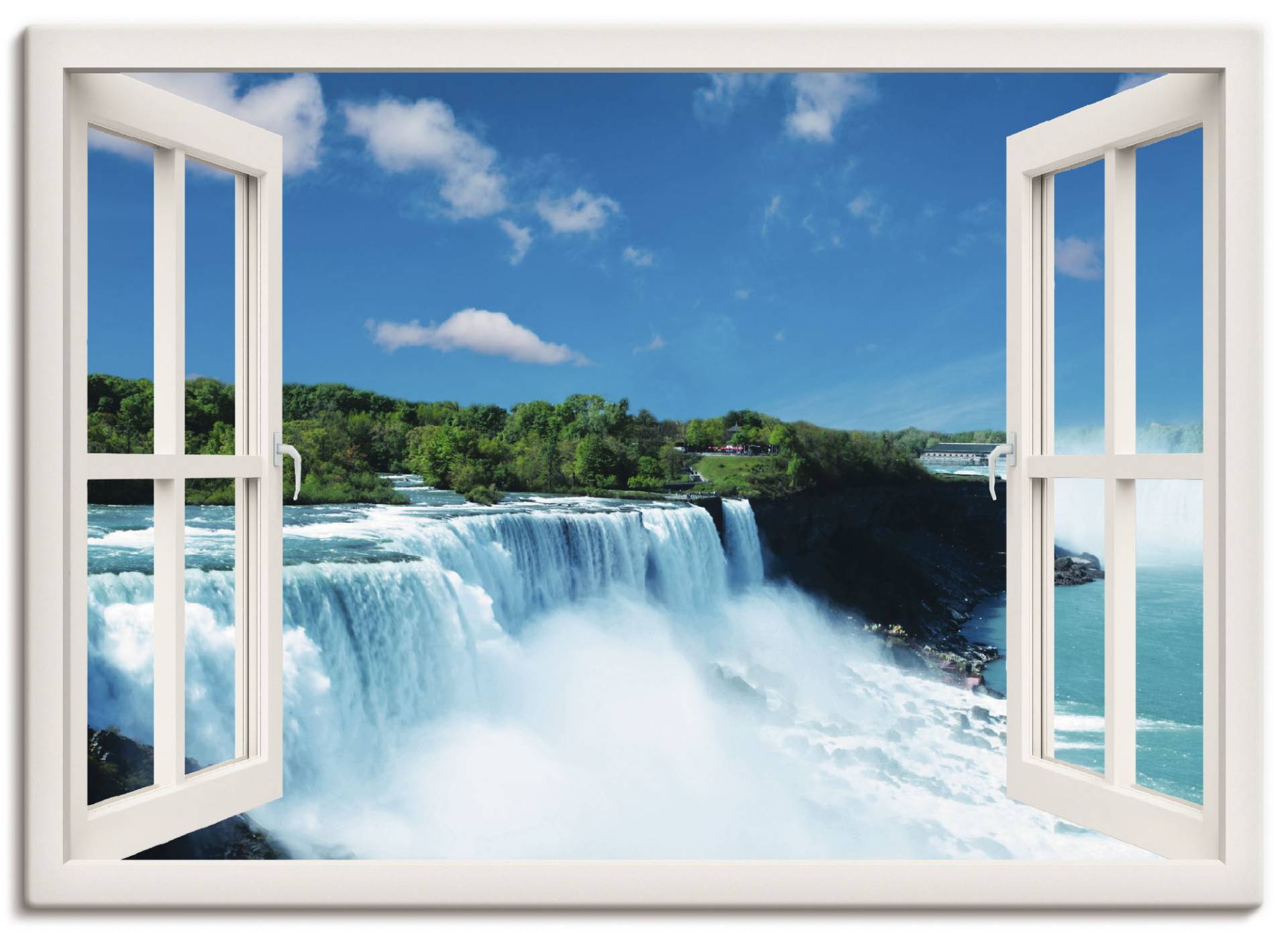 Artland Leinwandbild »Fensterblick - Niagara, weiss«, Fensterblick, (1 St.), auf Keilrahmen gespannt von Artland