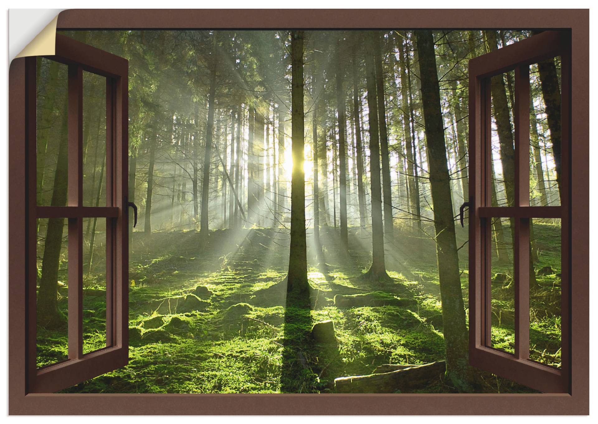 Artland Leinwandbild »Fensterblick - Wald im Gegenlicht, braun«, Fensterblick, (1 St.), auf Keilrahmen gespannt von Artland