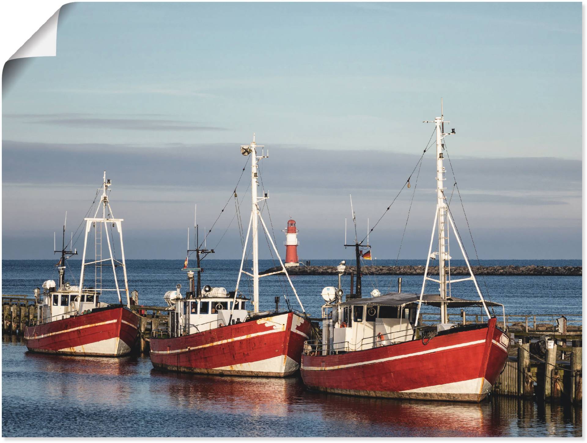 Artland Leinwandbild »Fischerboote und Mole in Warnemünde«, Boote & Schiffe, (1 St.), auf Keilrahmen gespannt von Artland