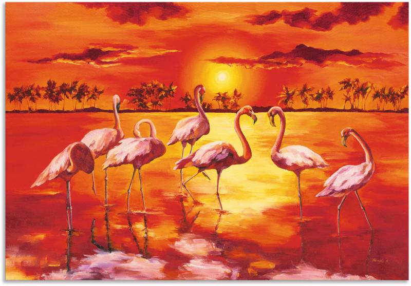 Artland Leinwandbild »Flamingos«, Vögel, (1 St.), auf Keilrahmen gespannt von Artland