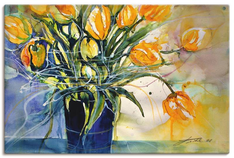 Artland Leinwandbild »Gelbe Tulpen in schwarzer Vase«, Arrangements, (1 St.), auf Keilrahmen gespannt von Artland