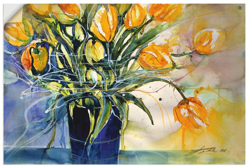 Artland Leinwandbild »Gelbe Tulpen in schwarzer Vase«, Arrangements, (1 St.), auf Keilrahmen gespannt von Artland