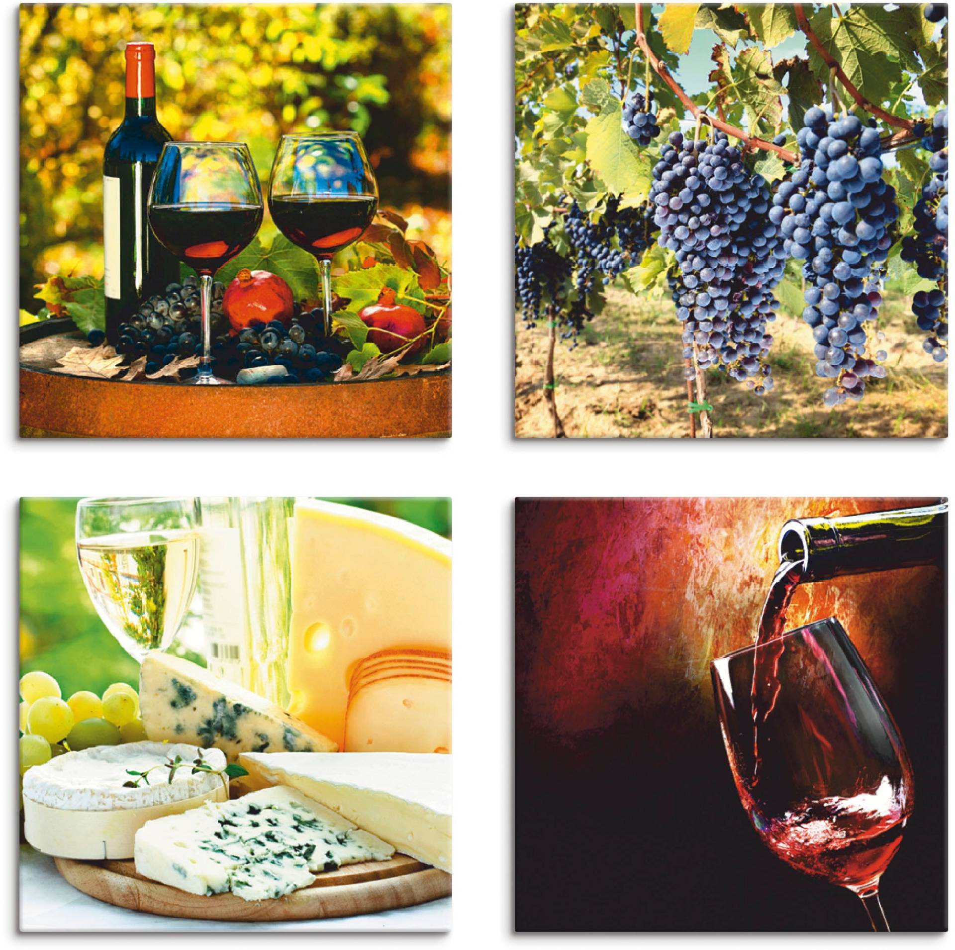 Artland Leinwandbild »Gläser Rotwein, Trauben, Käse«, Getränke, (4 St.), 4er Set, verschiedene Grössen Artland Leinwandbild »Gläser Rotwein, Trauben, Käse«, Getränke, (4 St.), 4er Set, verschiedene Grössen von Artland