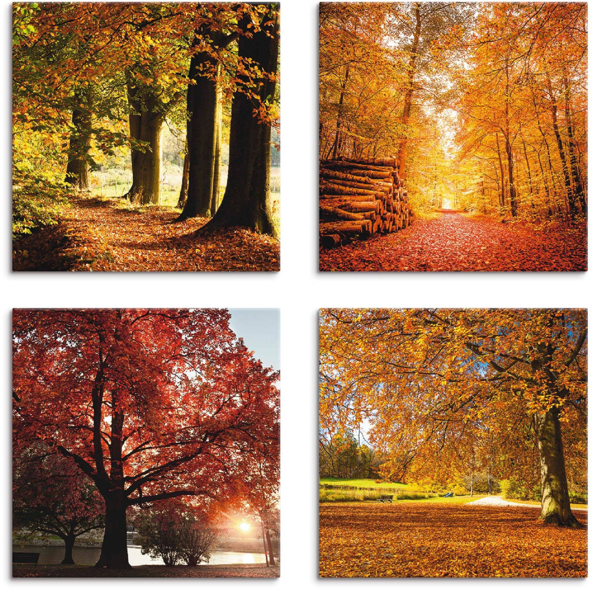Artland Leinwandbild »Herbstlandschaft«, Bäume, (4 St.), 4er Set, verschiedene Grössen von Artland