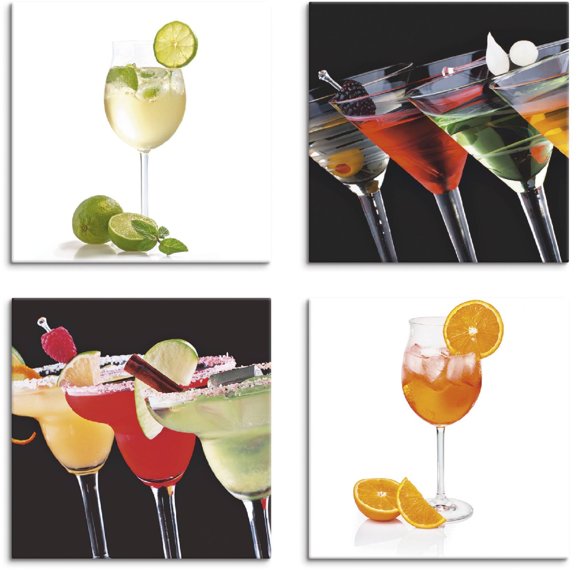 Artland Leinwandbild »Hugo Martinis Margaritas Aperol Spritz«, Getränke, (4 St.), 4er Set, verschiedene Grössen von Artland