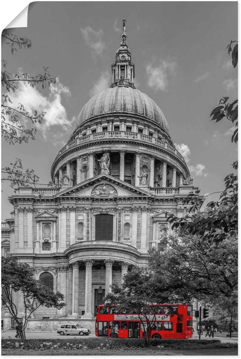 Artland Leinwandbild »London St. Paul’s Cathedral & Roter Bus«, London, (1 St.), auf Keilrahmen gespannt von Artland