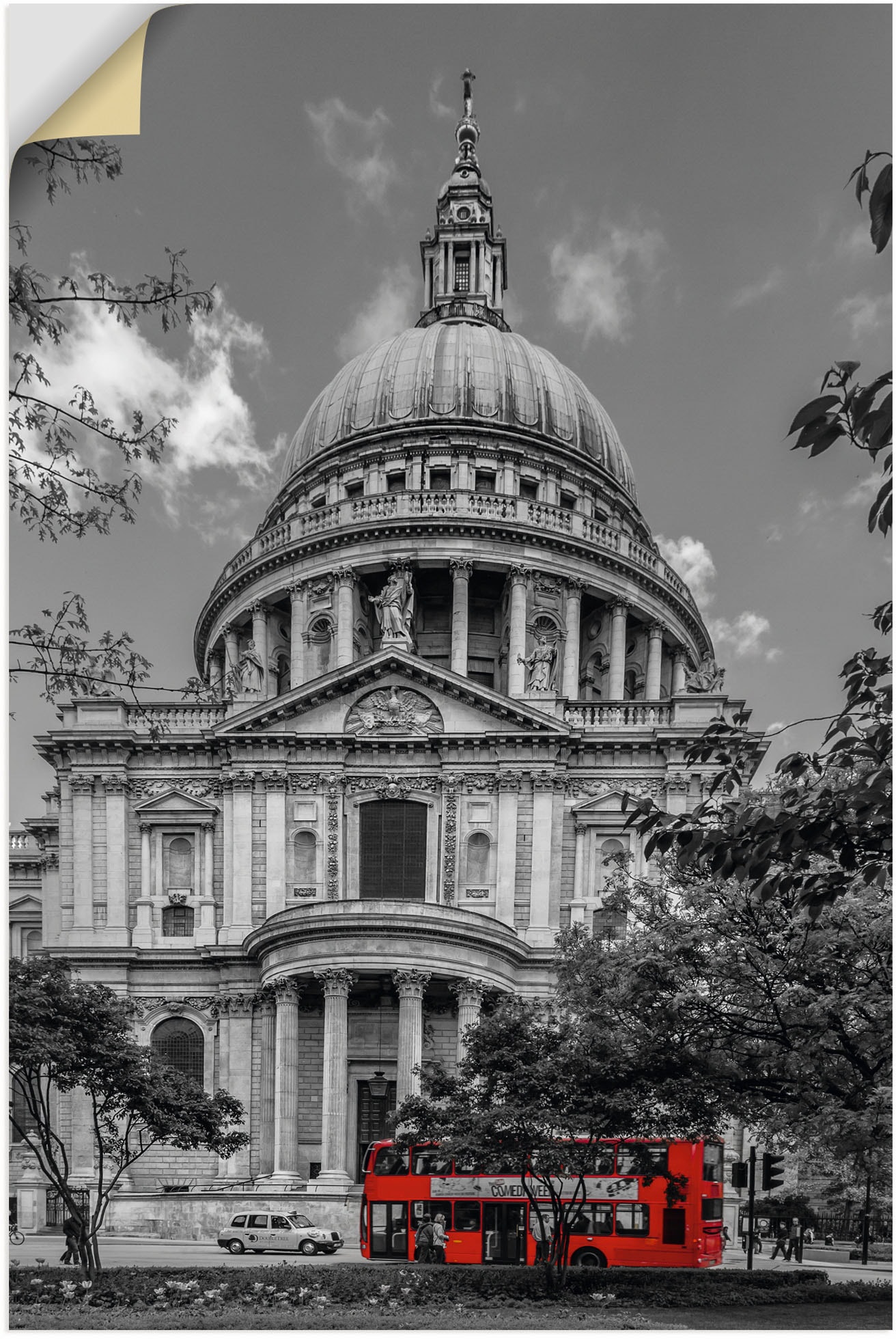 Artland Leinwandbild »London St. Paul’s Cathedral & Roter Bus«, London, (1 St.), auf Keilrahmen gespannt von Artland